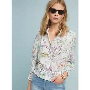 Anthropologie Maeve painting by numbers rayon blouse size XS